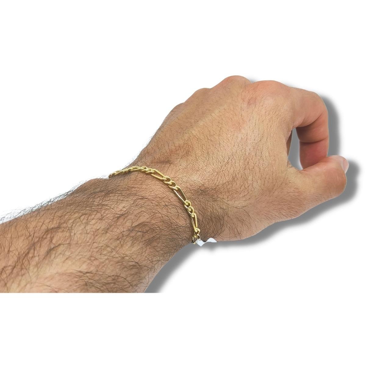 Pulseira de Ouro Masculina ou Feminina 20cm Elo Grumet 2x1 4.63mm 18k C0212