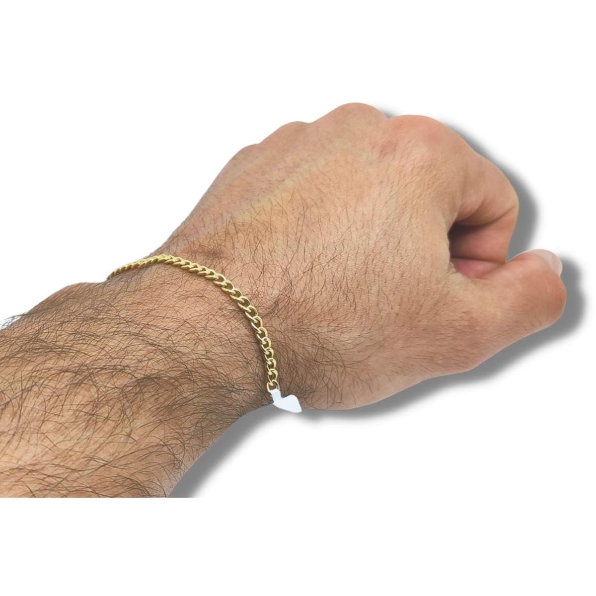 Pulseira de Ouro Masculina ou Feminina 20cm Elo Grumet 3.6mm 18k C0110