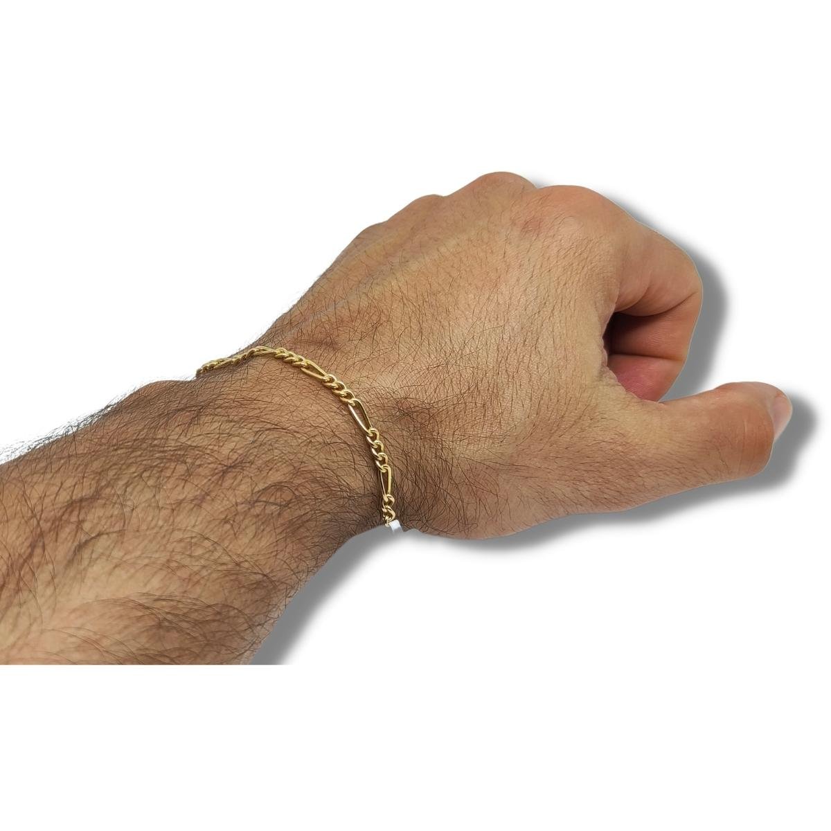 Pulseira de Ouro Masculina ou Feminina 20cm Elo Grumet 3x1 3.68mm 18k C0113