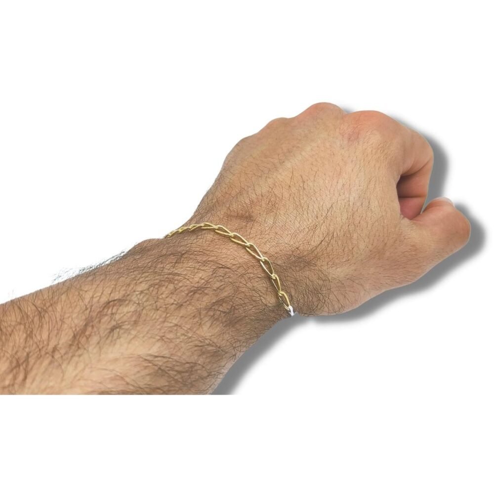 Pulseira de Ouro Masculina ou Feminina 20cm Elo Grumet 4.10mm 18k C0114