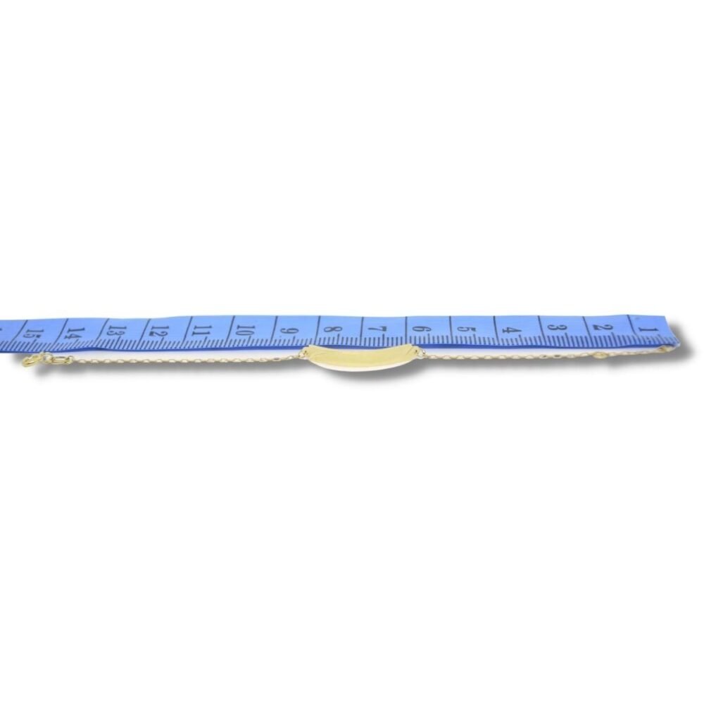 Pulseira Ouro 18k Infantil Bebê 14cm Chapa Trabalhada Pl002 - Image 3