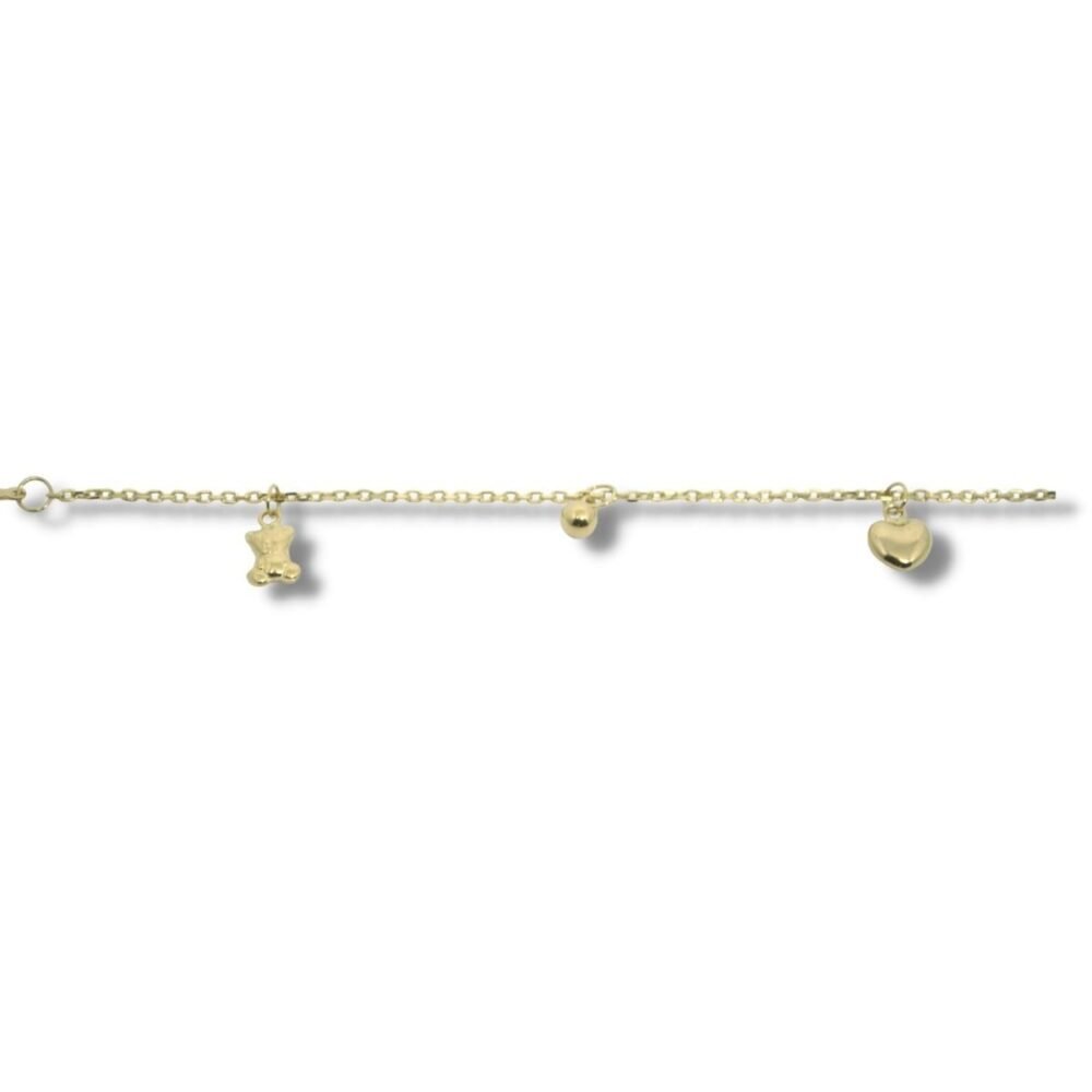 Pulseira Ouro 18k Infantil Bebê 14cm Com Pingentes Pl003 - Image 2