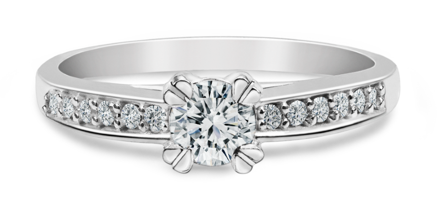 Solitário de Prata para Casamento Noivado Namoro Compromisso Cravejado com Zircônias 12x de 1.25mm e 1x 4mm 2906