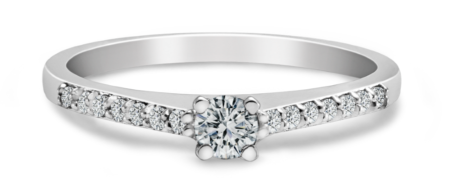 Solitário de Prata para Casamento Noivado Namoro Compromisso Cravejado com Zircônias 14x de 1.25mm e 1x 3.5mm 2903
