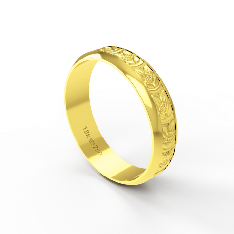 Aliança Bodas de Casamento parte Interna Reta Ouro Branco, Ouro Rose ou Amarelo 18k CBO27
