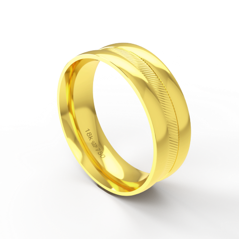 Aliança Bodas de Casamento parte Interna Anatômica Ouro Branco, Ouro Rose ou Amarelo 18k CBO55R
