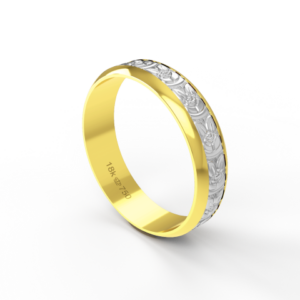 Aliança Bodas de Casamento 2 cores parte Interna Reta Ouro Branco, Ouro Rose ou Amarelo 18k CBP27