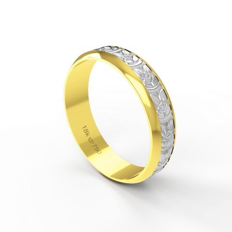 Aliança Bodas de Casamento 2 cores parte Interna Reta Ouro Branco, Ouro Rose ou Amarelo 18k CBP27