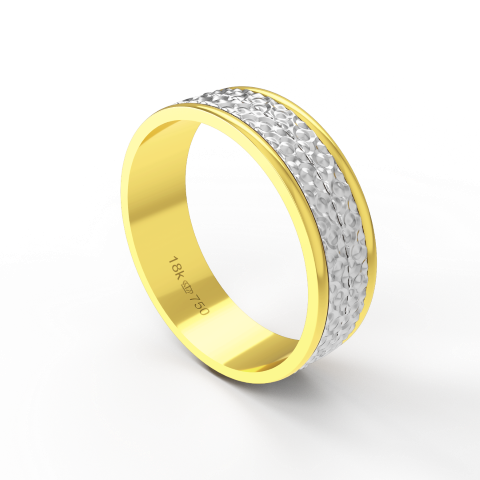 Aliança Bodas de Casamento 2 cores parte Interna Reta Ouro Branco, Ouro Rose ou Amarelo 18k CBP29