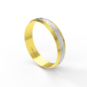 Aliança Bodas de Casamento 2 cores parte Interna Reta Ouro Branco, Ouro Rose ou Amarelo 18k CBP52