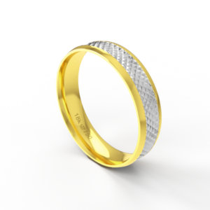 Aliança Bodas de Casamento 2 cores parte Interna Anatômica Ouro Branco, Ouro Rose ou Amarelo 18k CBP54R