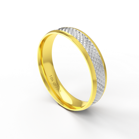 Aliança Bodas de Casamento 2 cores parte Interna Anatômica Ouro Branco, Ouro Rose ou Amarelo 18k CBP54R