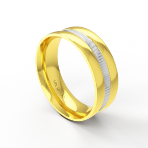 Aliança Bodas de Casamento 2 cores parte Interna Anatômica Ouro Branco, Ouro Rose ou Amarelo 18k CBP55R