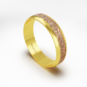 Aliança Bodas de Casamento 2 cores parte Interna Reta Ouro Branco, Ouro Rose ou Amarelo 18k CBV27