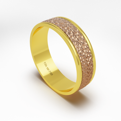 Aliança Bodas de Casamento 2 cores parte Interna Reta Ouro Branco, Ouro Rose ou Amarelo 18k CBV29