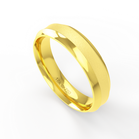 Aliança de Casamento parte Interna Anatômica com Acabamento Fosqueado e Polido Ouro Branco, Ouro Rose ou Amarelo 18k C42