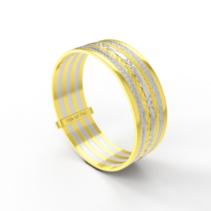 Aliança Casamento 2 cores parte Interna Reta com Fios em Ouro Branco, Ouro Rose ou Amarelo 18k C212
