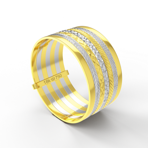 Aliança Casamento 2 cores parte Interna Reta com Fios em Ouro Branco, Ouro Rose ou Amarelo 18k C220