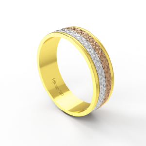 Aliança de Casamento Giratória 3 cores parte Interna Reta com Fios em Ouro Branco, Ouro Rose ou Amarelo 18k C224