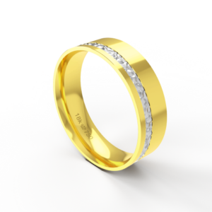 Aliança de Casamento 2 cores parte Interna Anatômica com Acabamento Polido com Fio em Ouro Branco, Ouro Rose ou Amarelo