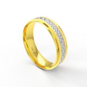Aliança Casamento 2 cores parte Interna Anatômica com Fio em Ouro Branco, Ouro Rose ou Amarelo 18k C247R
