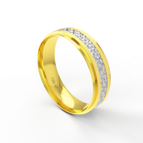 Aliança Casamento 2 cores parte Interna Anatômica com Fio em Ouro Branco, Ouro Rose ou Amarelo 18k C247R