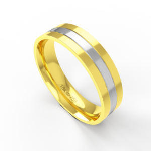 Aliança Casamento 2 cores parte Interna Anatômica com Fio em Ouro Branco, Ouro Rose ou Amarelo 18k C286RE
