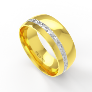 Aliança Casamento 2 cores parte Interna Anatômica com Fio em Ouro Branco, Ouro Rose ou Amarelo 18k C464R