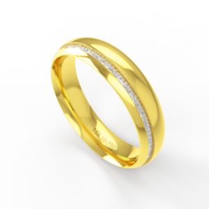 Aliança Casamento 2 cores parte Interna Anatômica com Fio em Ouro Branco, Ouro Rose ou Amarelo 18k C470R