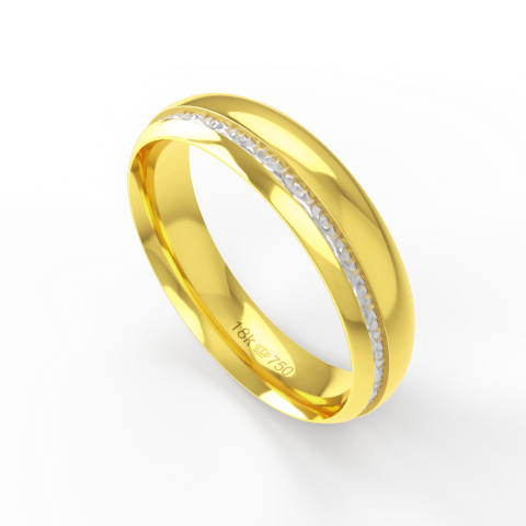 Aliança Casamento 2 cores parte Interna Anatômica com Fio em Ouro Branco, Ouro Rose ou Amarelo 18k C470R