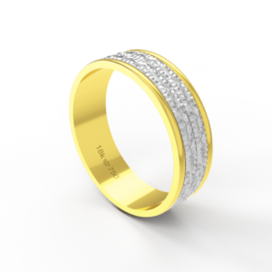 Aliança Casamento 2 cores parte Interna Reta com Fios em Ouro Branco, Ouro Rose ou Amarelo 18k C294