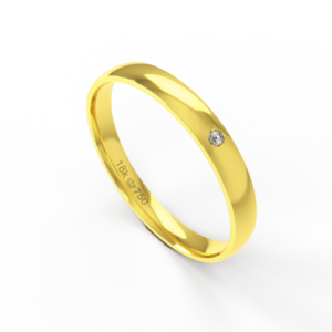 Aliança Casamento parte Interna Anatômica com Pedra Ouro Branco, Ouro Rose ou Amarelo 18k C529RZ