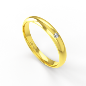 Aliança Casamento parte Interna Anatômica com Pedra Ouro Branco, Ouro Rose ou Amarelo 18k C532RZ