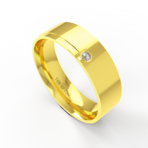 Aliança Casamento parte Interna Anatômica com Pedra Ouro Branco, Ouro Rose ou Amarelo 18k C552RZ