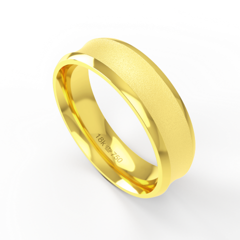 Aliança Casamento parte Interna Anatômica Externo Côncavo com Acabamento Fosqueado e Polido Ouro Branco, Ouro Rose ou Am