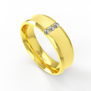 Aliança Casamento parte Interna Anatômica Externo Côncavo com Pedra Acabamento Fosqueado e Polido Ouro Branco, Ouro Rose