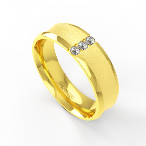 Aliança Casamento parte Interna Anatômica Externo Côncavo com Pedra Acabamento Fosqueado e Polido Ouro Branco, Ouro Rose