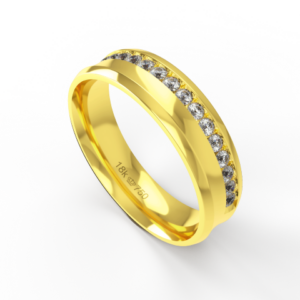Aliança Casamento parte Interna Anatômica Externo Côncavo Lisa com Pedra Ouro Branco, Ouro Rose ou Amarelo 18k C721RZ