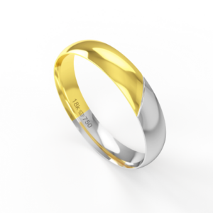 Aliança de Casamento 2 cores parte Interna Anatômica Acabamento com Duas Cores Ouro Branco, Ouro Rose ou Amarelo 18k C26