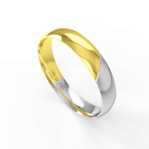 Aliança de Casamento 2 cores parte Interna Anatômica Acabamento com Duas Cores Ouro Branco, Ouro Rose ou Amarelo 18k C26