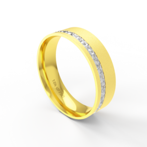 Aliança de Casamento parte Interna Anatômica com Acabamento Fosqueado com Fio em Ouro Branco, Ouro Rose ou Amarelo 18k C