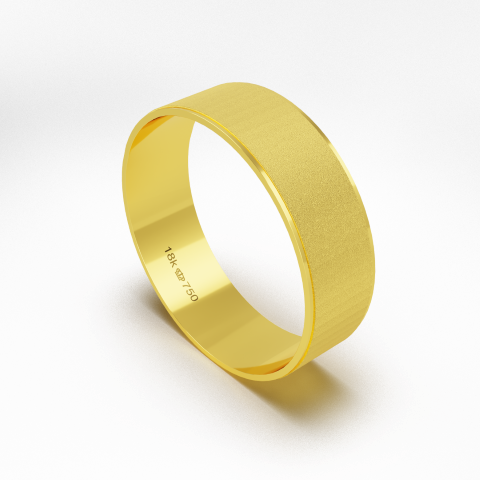 Aliança de Casamento parte Interna Reta Acabamento Fosqueado Exterior Reto com Degrau Ouro Branco, Ouro Rose ou Amarelo