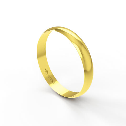 Aliança Casamento Noivado Compromisso parte Interna Reta Ouro Branco, Ouro Rose ou Amarelo 18k A350