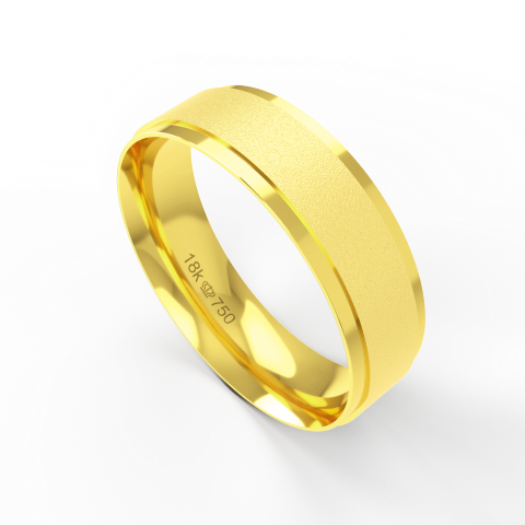 Aliança de Casamento parte Interna Anatômica Acabamento Fosqueado e Polido Ouro Branco, Ouro Rose ou Amarelo 18k C236R