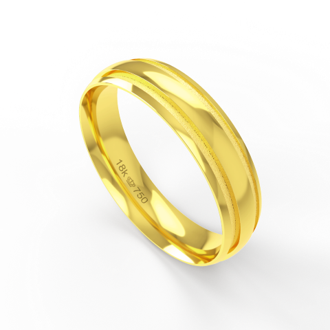 Aliança de Casamento parte Interna Anatômica Acabamento Polido e Fosqueado Ouro Branco, Ouro Rose ou Amarelo 18k C270R