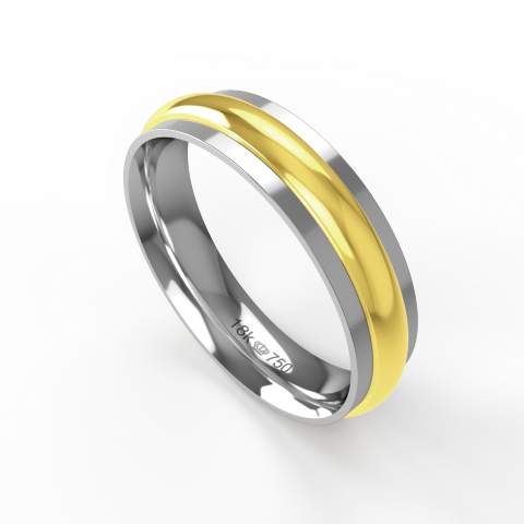 Aliança de Casamento 2 cores Noivado Compromisso parte Interna Anatômica Trabalhada com Ouro Branco, Ouro Rose ou Amarel