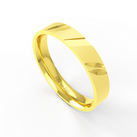 Aliança de Casamento parte Interna Anatômica com Trabalho Acabamento Polido e Fosqueado Ouro Branco, Ouro Rose ou Amarel