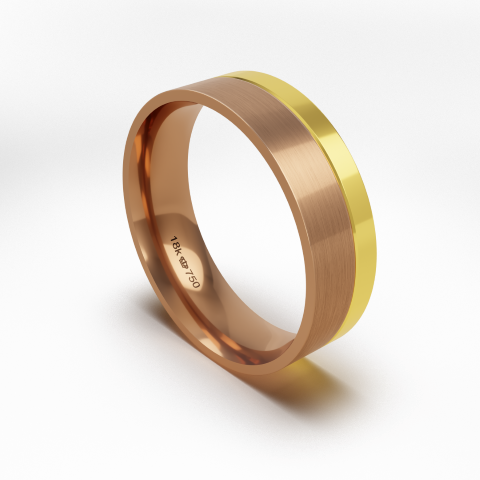 Aliança de Casamento Noivado Compromisso parte Interna Anatômica dois Tons Ouro Branco, Ouro Rose ou Amarelo 18k C409R