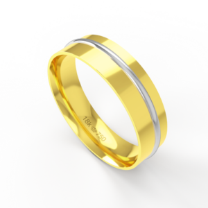 Aliança de Casamento 2 cores Noivado Compromisso parte Interna Anatômica Ouro Branco, Ouro Rose ou Amarelo 18k C422R