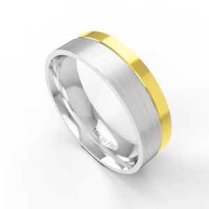 Aliança de Casamento 2 cores Noivado Compromisso parte Interna Anatômica Ouro Branco, Ouro Rose ou Amarelo 18k C425R